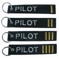 Buy cheap Metallic Gold Pilot Embroidered Fabric Keychain 100% polyester  Eco - friendly product