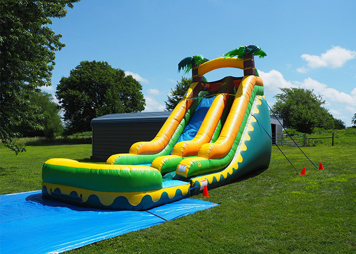 Commercial High Quality Giant Adults N Kids Yellow Inflatable Jungle Water Slides With Pool
