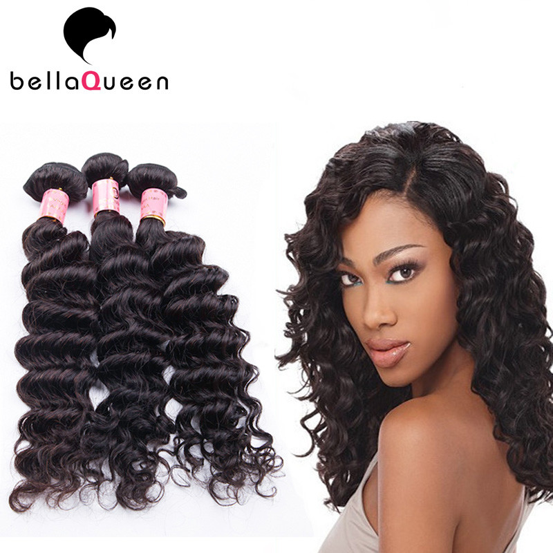Quality Natural Black Deep Wave Brazilian Virgin Human Hair Extension For Women for sale
