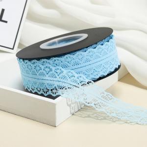 Buy cheap French Appliques Guipure Fabrics Bridal Cotton Embroidery Macaron blue color Lace Trimmings product