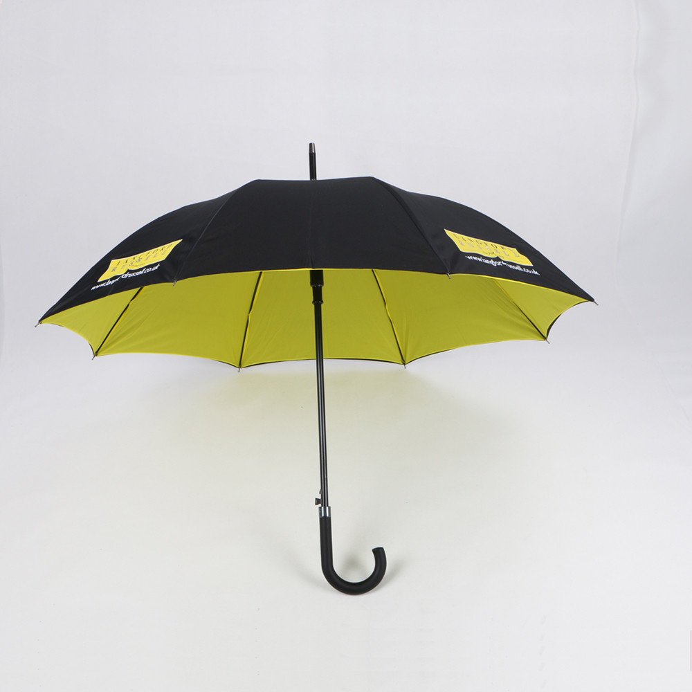 Buy cheap Double Layer Curved Handle Umbrella Black And Yellow 190T Pongee Fabric product