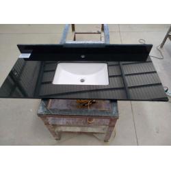 Black Commercial Bathroom Countertops Durable With Squared Sink