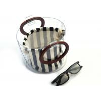 Buy cheap Canvas Round Shape Navy Blue Clutch Bag Stripe Pattern With Wood Handle 0.8 MM product