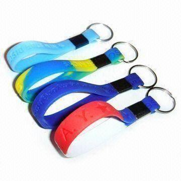 Buy cheap Silicone Wristband Keychains, Customized Logos are Welcome, Popular for Promotions and Charity product