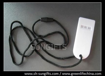 Buy cheap Plastic white flat whistle with black lanyard for cheering things or sports product