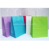 Grocery Pink Branded Paper Bags , Printed Paper Sacks With Handles Automatic Made