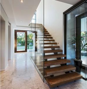 Buy cheap Indoor prefabricated stairs wooden floating stairs product