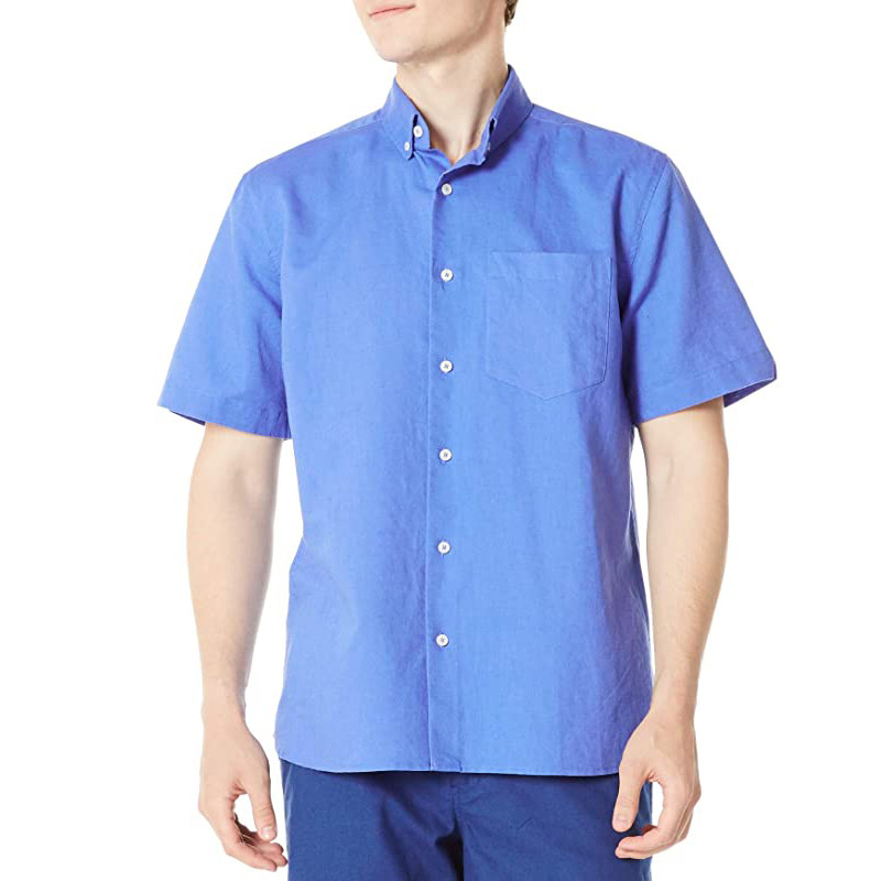 Buy cheap Men'S 52% Linen Breathable Short Sleeve Shirts Solid Color Button Down Shirts from wholesalers