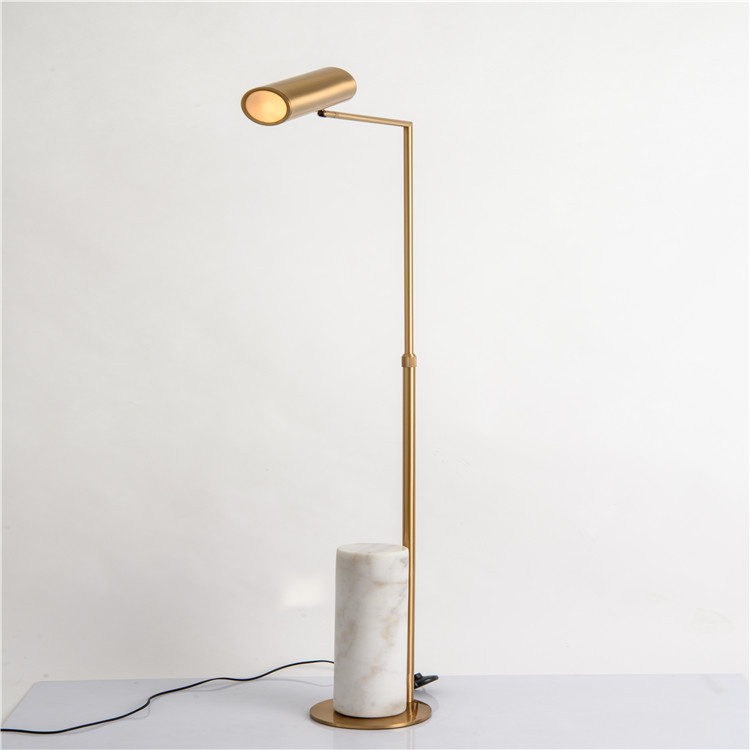 Buy cheap Contemporary Gold Floor Lamp Adjustable Head Marble Materil Base Standing Lighting for Bedroom from wholesalers