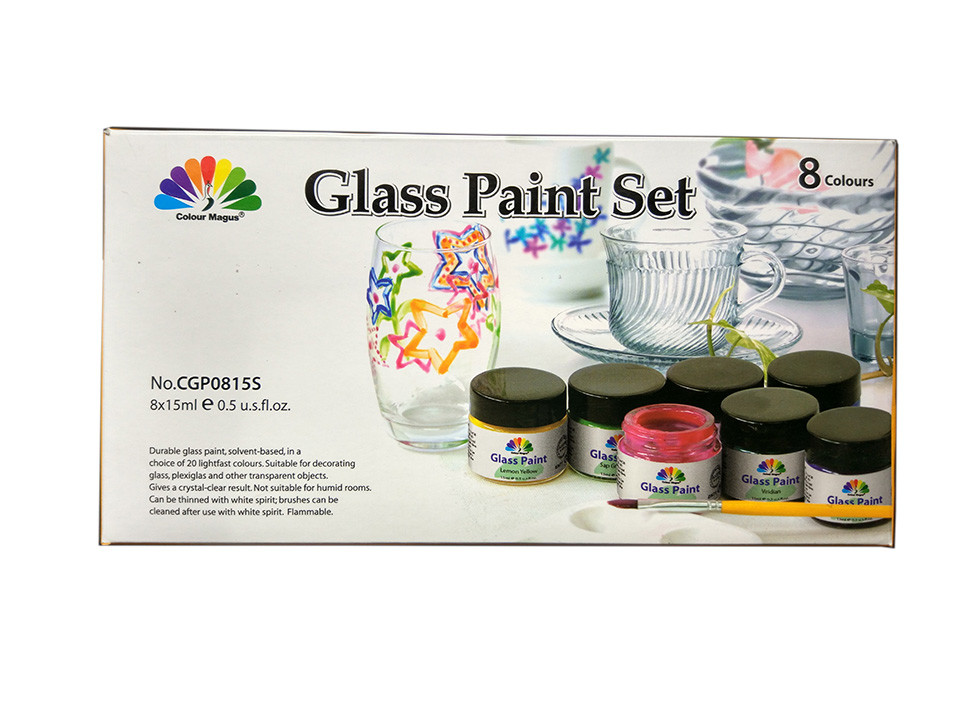 Buy cheap Non - Toxic Art Painting Colours 8 Pcs Glass Paint Set 8X15ml 20 Light Fast Colours from wholesalers