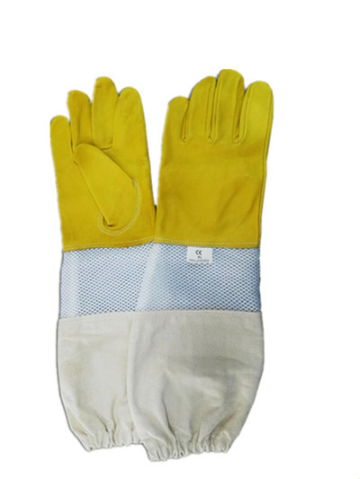 Buy cheap Soft Beekeeping Gloves Ventilated Goatskin Yellow Color 180g 4 Type Sizes product