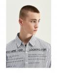 Buy cheap Turn Down Collar Business Long Sleeve Men Shirts White Shirt With Black Stripes from wholesalers