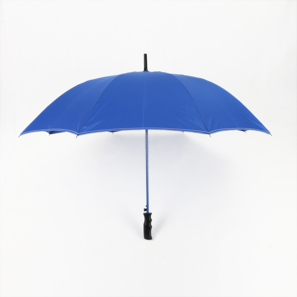 Double Canopy Straight Handle Umbrella Blue Plastic J Handle Custom Logo