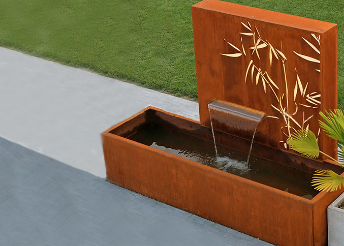 Buy cheap Square Rust Corten Steel Water Feature With LED Lights Customized Sizes product