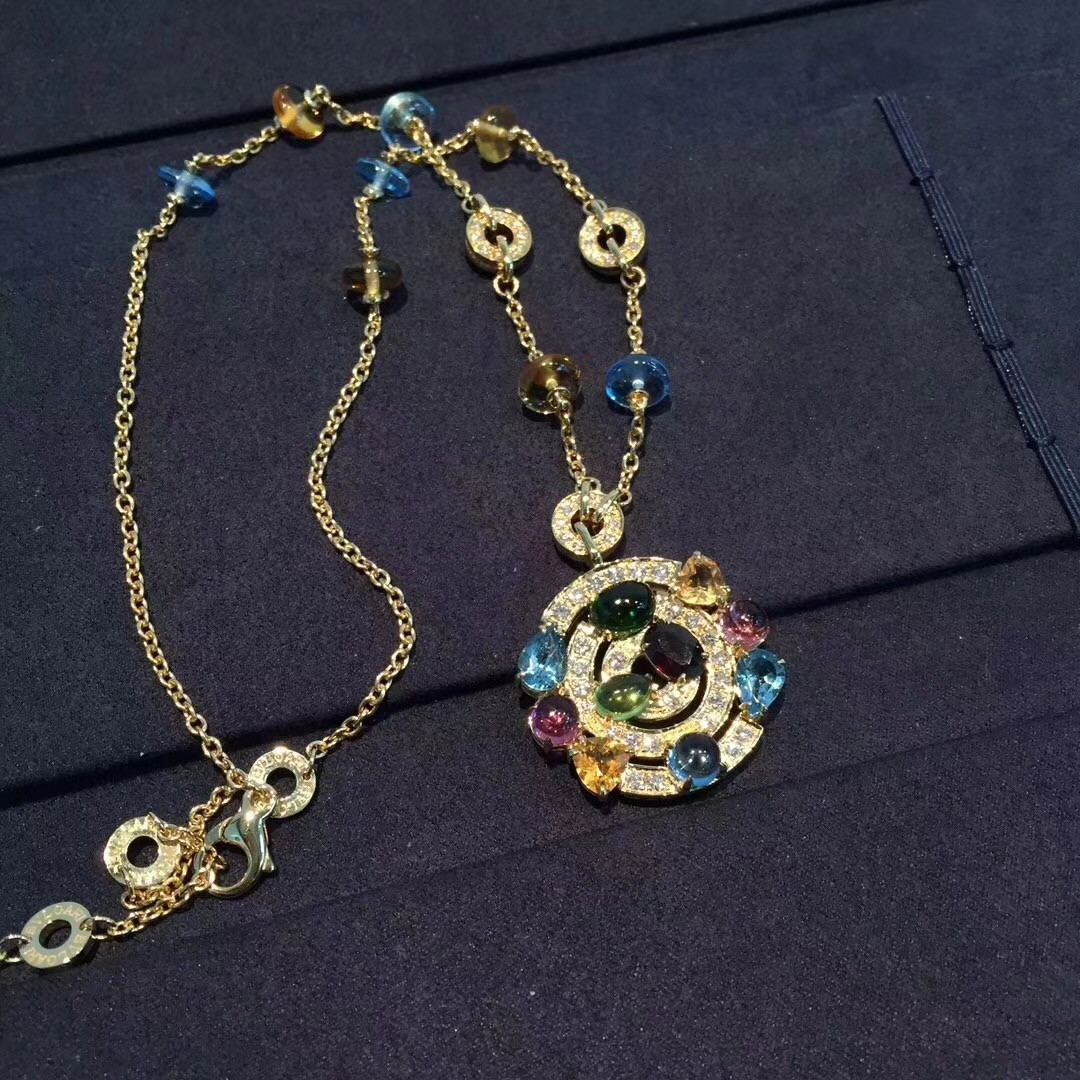 Buy cheap Luxury Custom 18K Gold Jewelry , Bulgari Astrale Necklace With Gemstones product