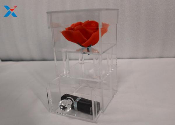 Quality Single Hole Acrylic Flower Box Clear Color Customized Thickness With Drawer for sale