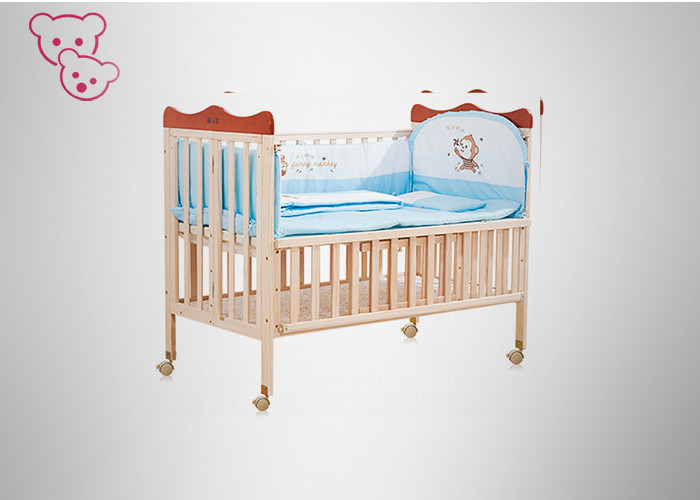 Buy cheap Solid Pine Wooden Baby Cot Adjustable Anti - Bite Bar Thickening / Antifouling Head from wholesalers