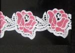 Buy cheap White / Pink Floral Water Soluble Lace Trims Machine Embroidery 2 Inch from wholesalers