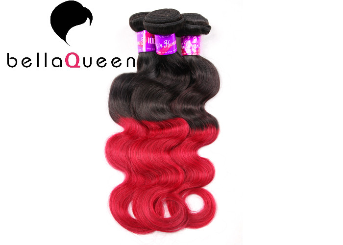 Buy cheap 8-30 Inch Body Wave Ombre Remy Hair Extensions With 1B Plus Red Color product