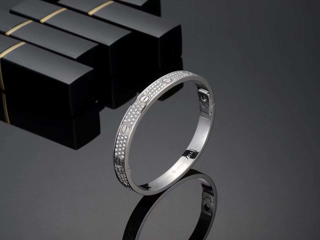 Buy cheap One Of A Kind Love 18K 750 White Gold Diamond Wedding Bangle product