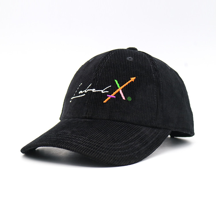 Buy cheap 100% Corduroy Black Flat Embroidered Baseball Caps cap making machine plastic from wholesalers