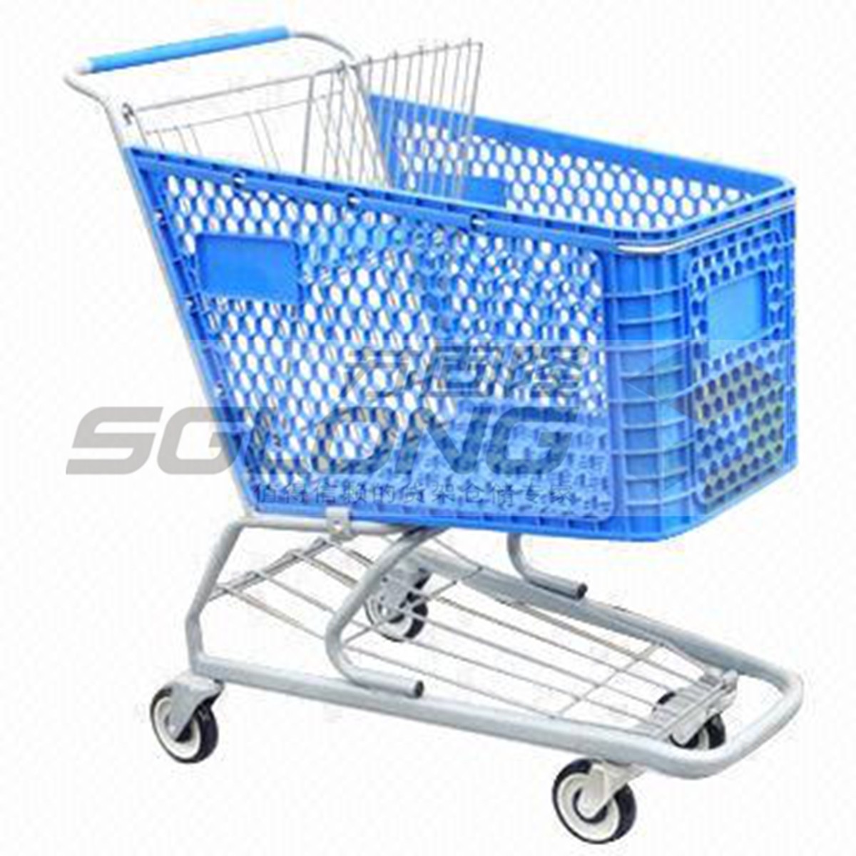 Buy cheap 125mm Caster Supermarket Shopping Cart Plastic Grocery Carts 20Kg Unit Weight from wholesalers