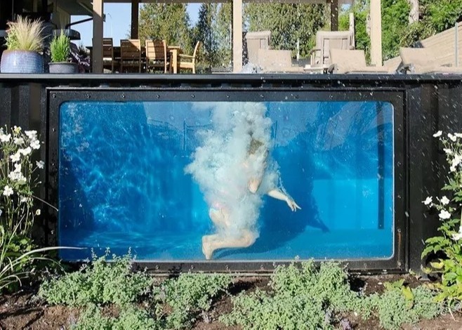 Buy cheap Double Layer Hollow Tempered Glass 40FT Shipping Container Pool from wholesalers
