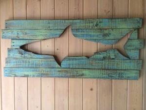 Buy cheap Shark Shape Wood Pallet Plaque MDF Paper Printing Technique For Coffee Shops product