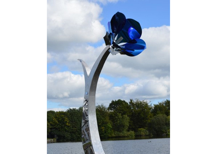 Buy cheap Garden Decor Blue Color Metal Flower Sculpture Stainless Steel Painted Finish product
