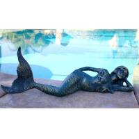Buy cheap Casting Metal Bronze Mermaid Sculpture Modern Outdoor Pool Decoration product