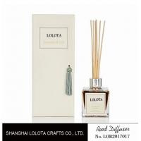 Buy cheap Silver color cap square clear glass bottle reed diffuser with tassel gift box product