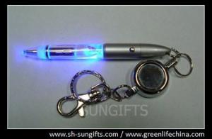 Buy cheap High quality metal case badge reel with led light ball pen and metal hooks product