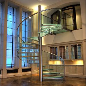 Buy cheap Modern 2018 Business Home use Glass stainless steel railing Spiral Staircase product