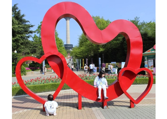 Buy cheap Outdoor Red Heart Sculpture Stainless Steel Contemporary Garden Art Decoration product