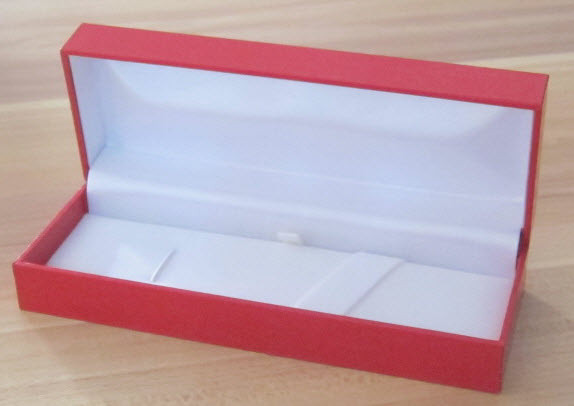 Buy cheap Rectangular Red plastic pen Boxes packed in Leatherette paper from wholesalers