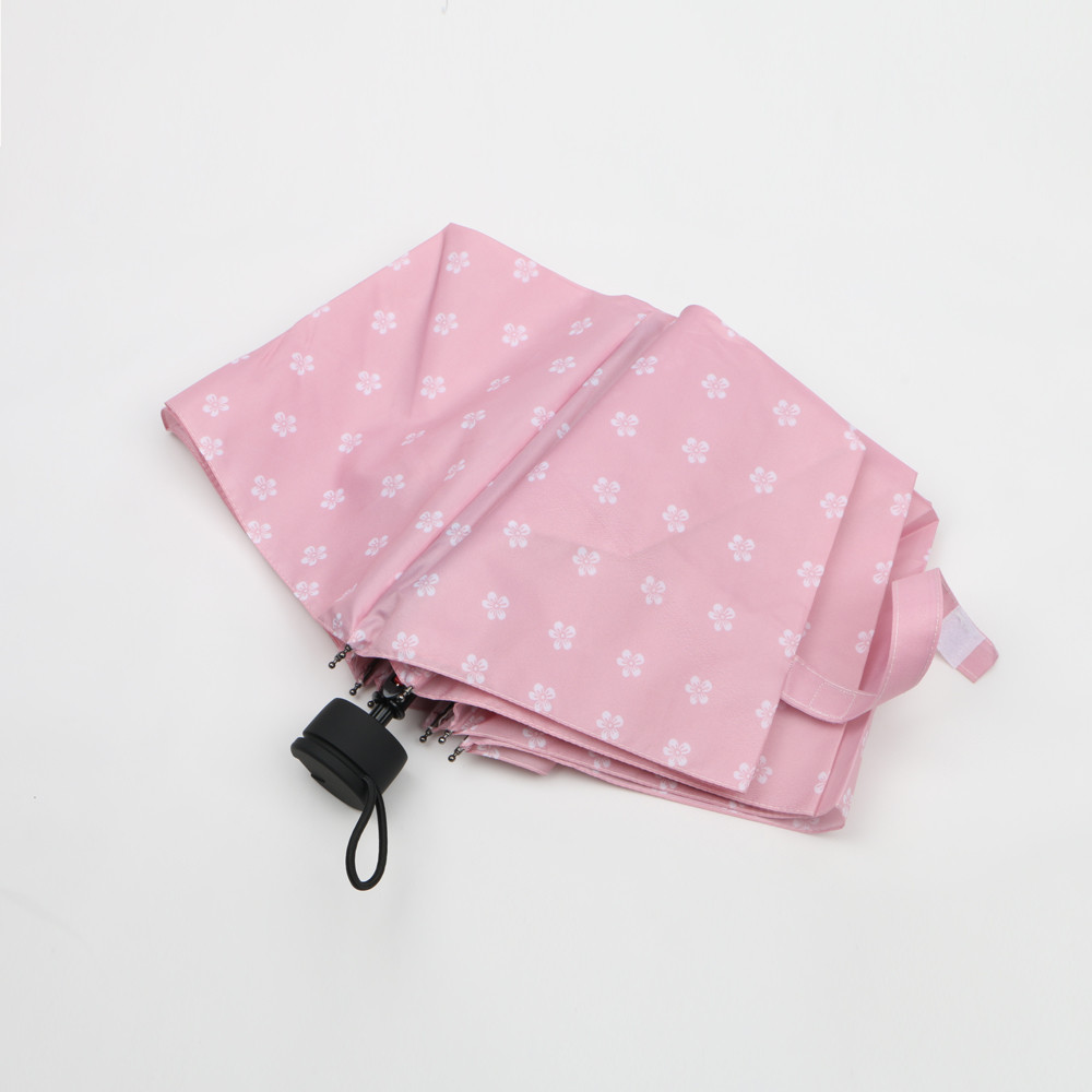 Pink And White Uv Blocker Travel Umbrella , Custom Folding Sun Umbrella