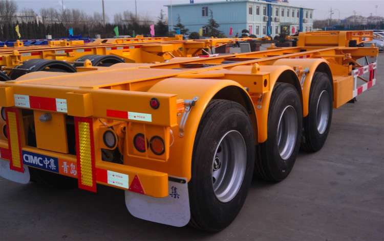 Buy cheap 20ft Or 40ft Flatbed Container Semi Trailer CIMC Skeleton Single Tire product