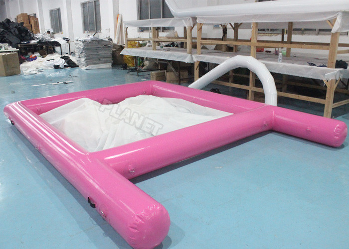 Buy cheap Pink 0.6mm PVC Tarpaulin Inflatable Sea Pool Fire Resistant With Net from wholesalers