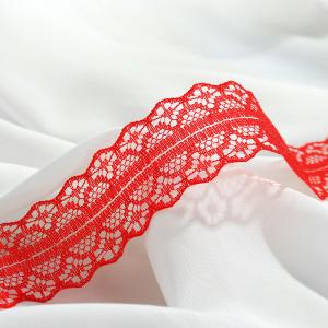 Buy cheap French Appliques Guipure Fabrics Bridal Cotton Embroidery Macaron red color Lace Trimmings product