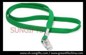 Buy cheap Plain green woven lanyard with nickle plated bulldog clip product