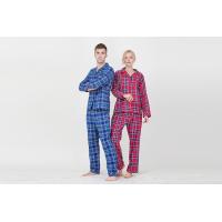 Buy cheap Lovers Pyjamas Cotton Yarn Dyed Check Flannel Long Sleeve Long Pants Satin Piping Pocket Satin Fabric Covered Buttons product