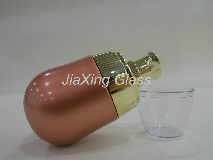 Buy cheap Lacquered 30ml Cosmetic Glass Lotion Bottle With Golden Pump Lids from wholesalers