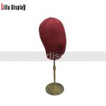 Buy cheap adjustable height bronze color metal base burgundy red velvet female mannequin head for hats display wigs display MY-1 from wholesalers
