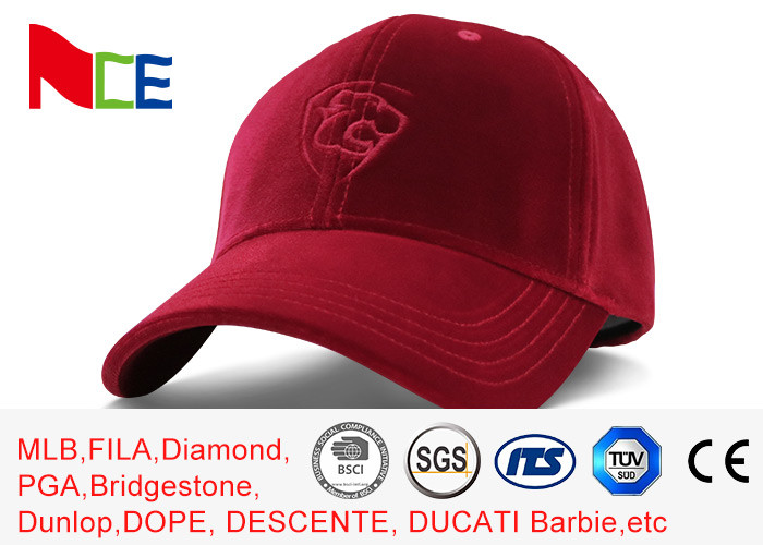 Buy cheap Purplish Red Sports Fitted Hats Vintage Dad Caps Sunshade Curved Pleuche Style product