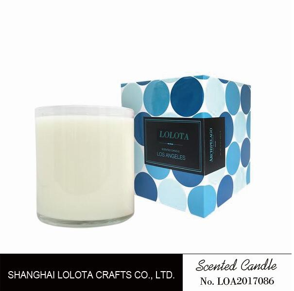 Buy cheap Scented white bottle soy wax candle with blue color folding box product