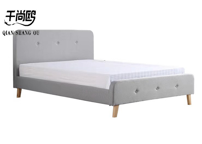 Buy cheap Linen Grey Upholstered Panel Bed Frame , Fabric Queen Size Bed Frame from wholesalers