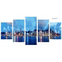 Buy cheap Modern 5 Panel Canvas Wall Art City Sunset Seascape Painting Picture Artwork product