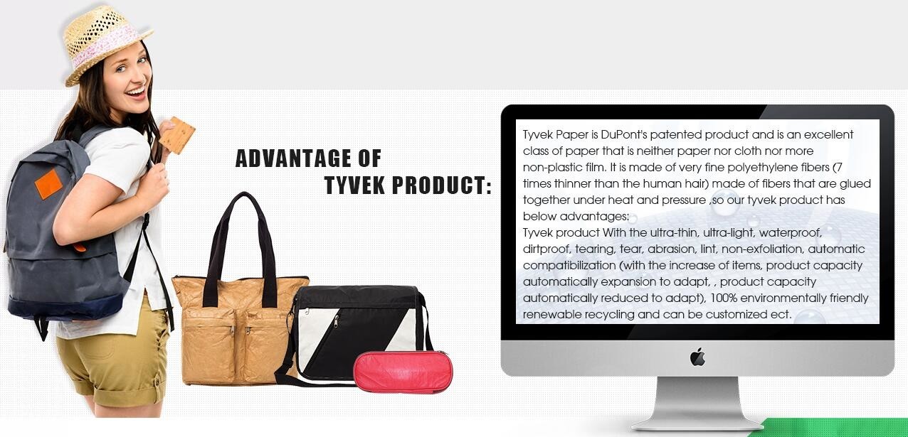Buy cheap Cheap Lightweight Cheap Brown Custom Made Print Logo Water-proof Tyvek Paper Tote Shopping Bageco reusable promotion gif from wholesalers