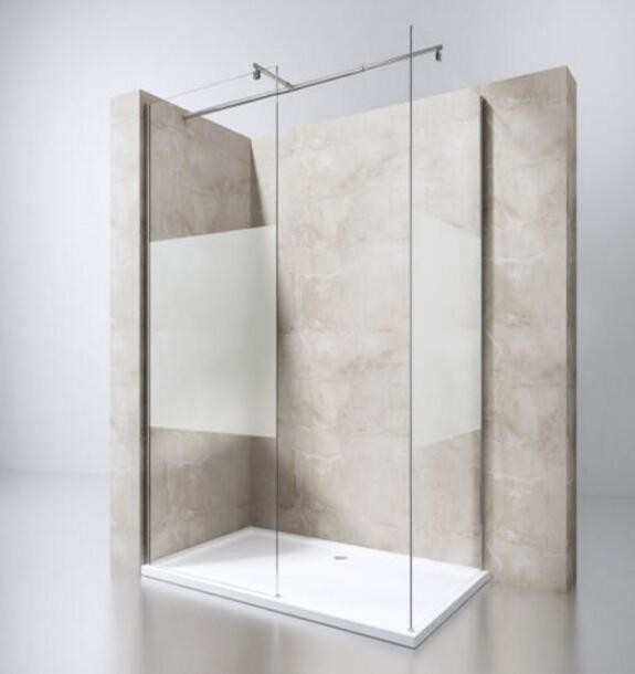 Buy cheap European Portable Acrylic Plastic Base Tray Frameless Walk in Glass Shower Screen with Stainless Steel Support Bar product