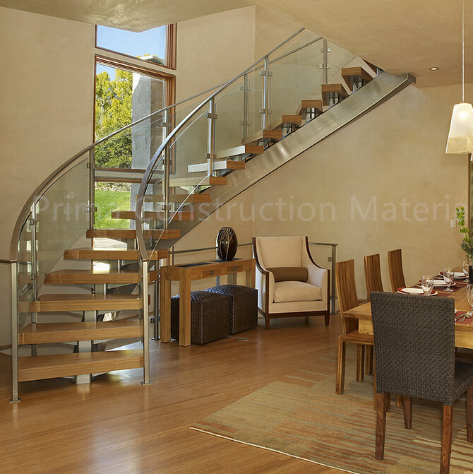 Buy cheap Internal residential glass treads curved staircase product